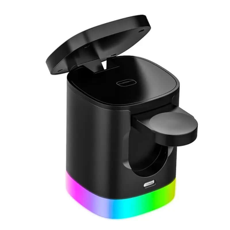 3-in-1 magnetisches kabelloses Schnellladegerät für Smartphones, RGB-Umgebungslicht-Ladestation für Airpods IWatch Heyang Industrial Co., Ltd