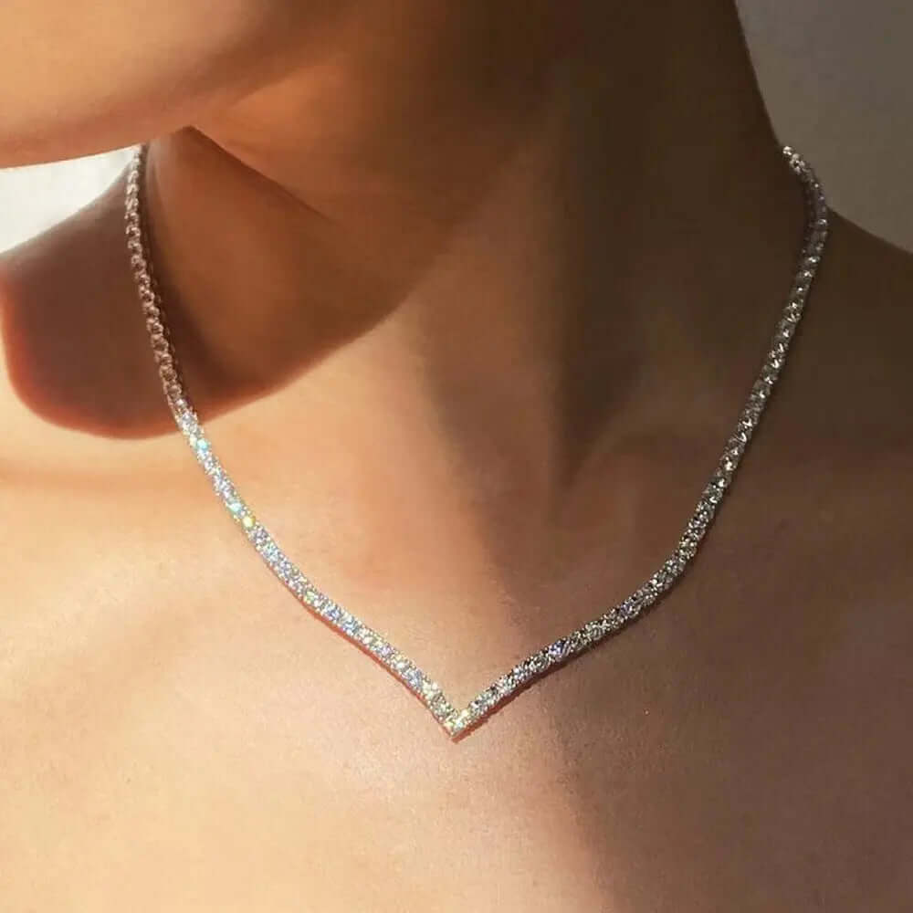 Personalized V-shaped Full Diamond European And American Party Sexy Necklace tip-shop