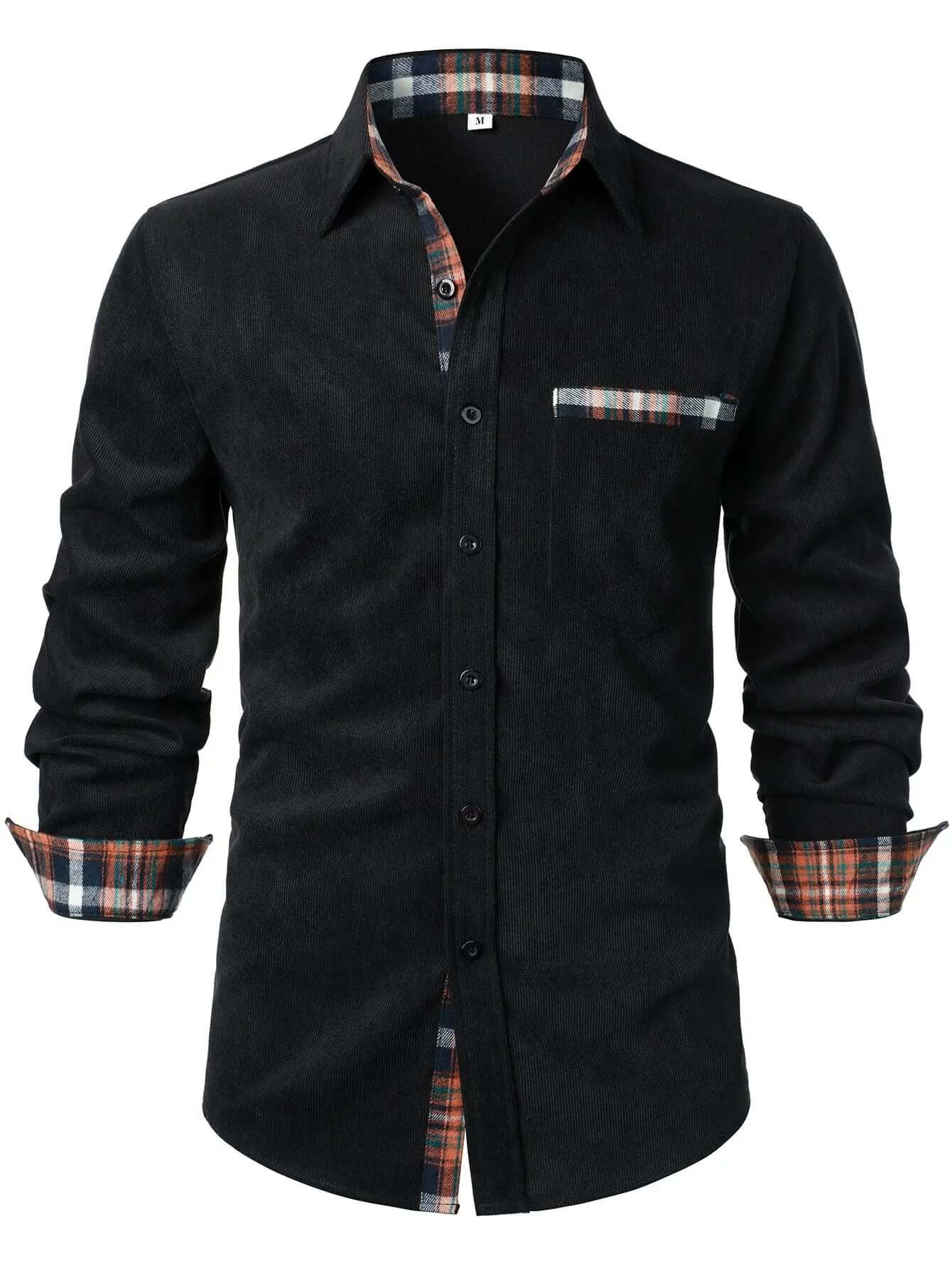 Men's Corduroy Red Plaid Plaid Casual Long Sleeve tip-shop