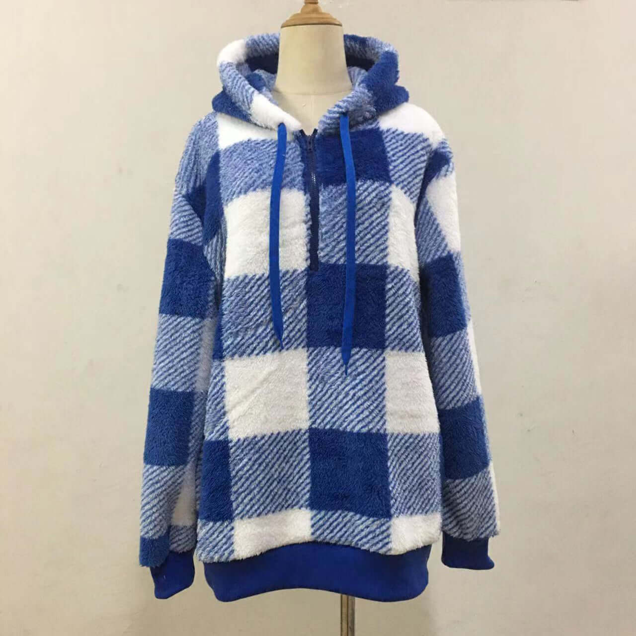 Fashion Plaid Hooded Sweatshirt With Pockets