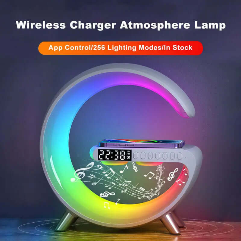 New Intelligent G Shaped LED Lamp Bluetooth Speake Wireless Charger Atmosphere Lamp App Control For Bedroom Home Decor tip-shop