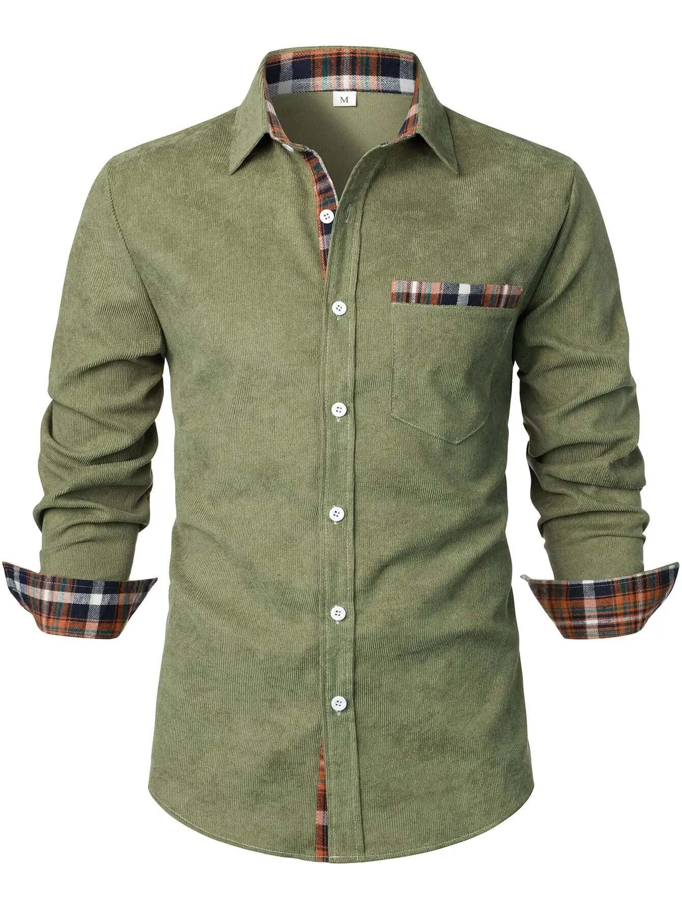 Men's Corduroy Red Plaid Plaid Casual Long Sleeve Hangzhou Qigang Trading Co., Ltd