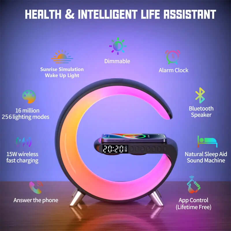 New Intelligent G Shaped LED Lamp Bluetooth Speake Wireless Charger Atmosphere Lamp App Control For Bedroom Home Decor Heyang Industrial Co., Ltd