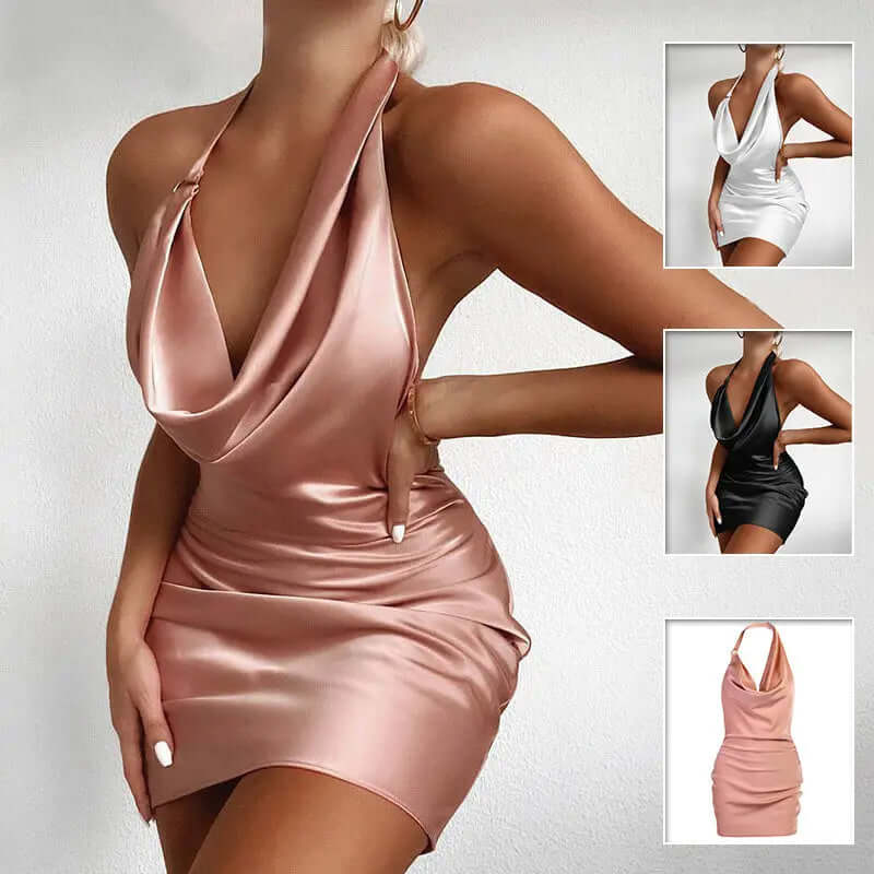 Satin-Partykleid mit V-Ausschnitt tip-shop