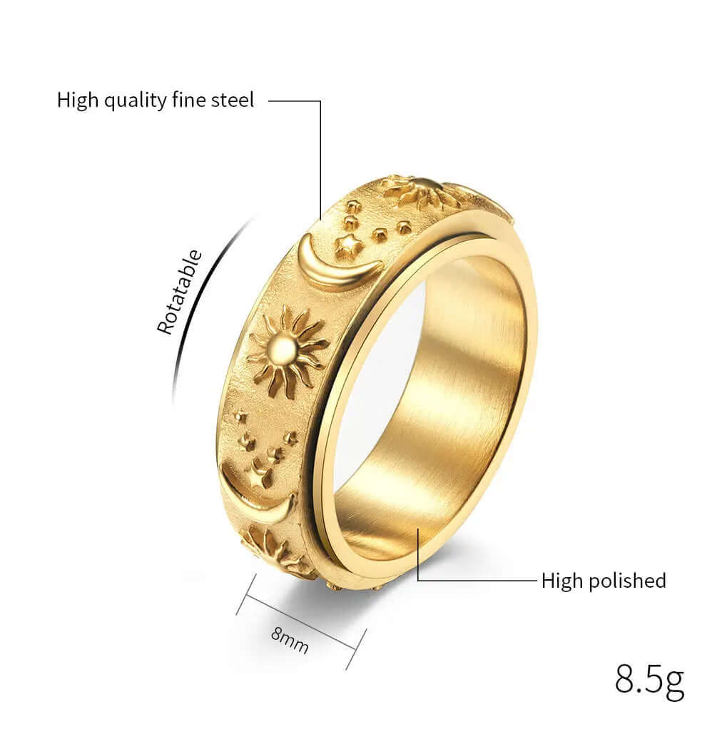 Stars Sun Moon Rotatable Titanium Steel Ring Ring Heyang Industrial Co., Ltd