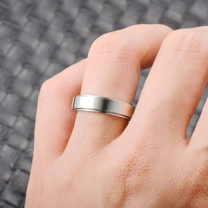 Drehbarer Spinnerring aus Edelstahl, Mondsterne, Ringe zur Linderung von Angstzuständen - tip-shop