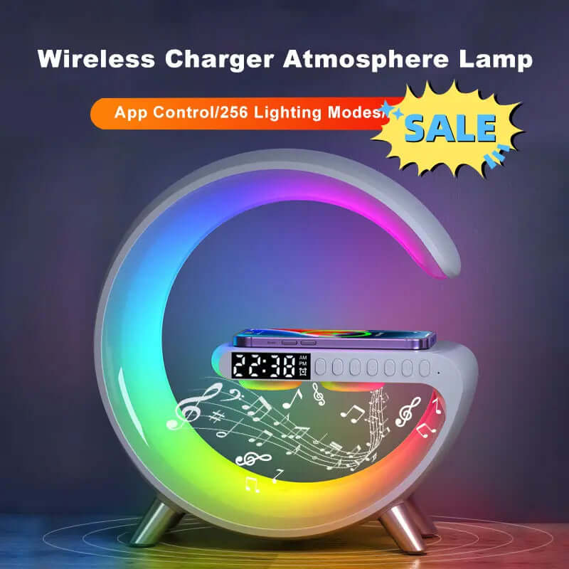 New Intelligent G Shaped LED Lamp Bluetooth Speake Wireless Charger Atmosphere Lamp App Control For Bedroom Home Decor tip-shop