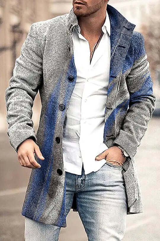 Mittellanger Woll-Trenchcoat für Herren mit Stehkragen Hangzhou Qigang Trading Co., Ltd