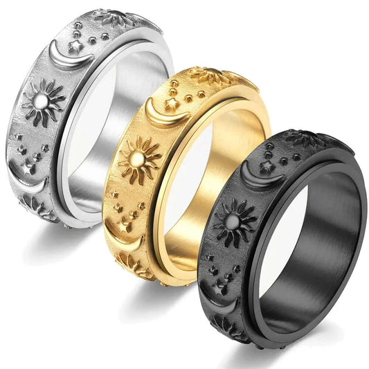 Stars Sun Moon Rotatable Titanium Steel Ring Ring tip-shop