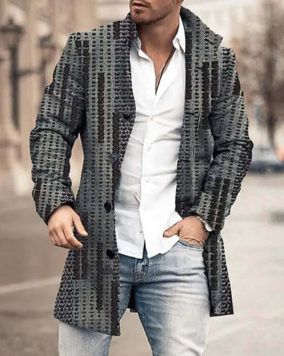 Mittellanger Woll-Trenchcoat für Herren mit Stehkragen Hangzhou Qigang Trading Co., Ltd